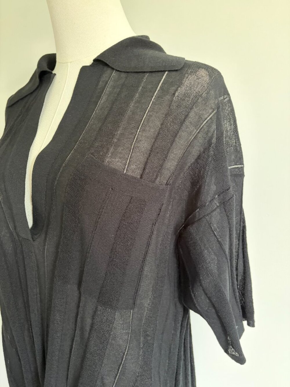 Acne Studios Black Bennati Sheer Polo - Picture 3 of 9
